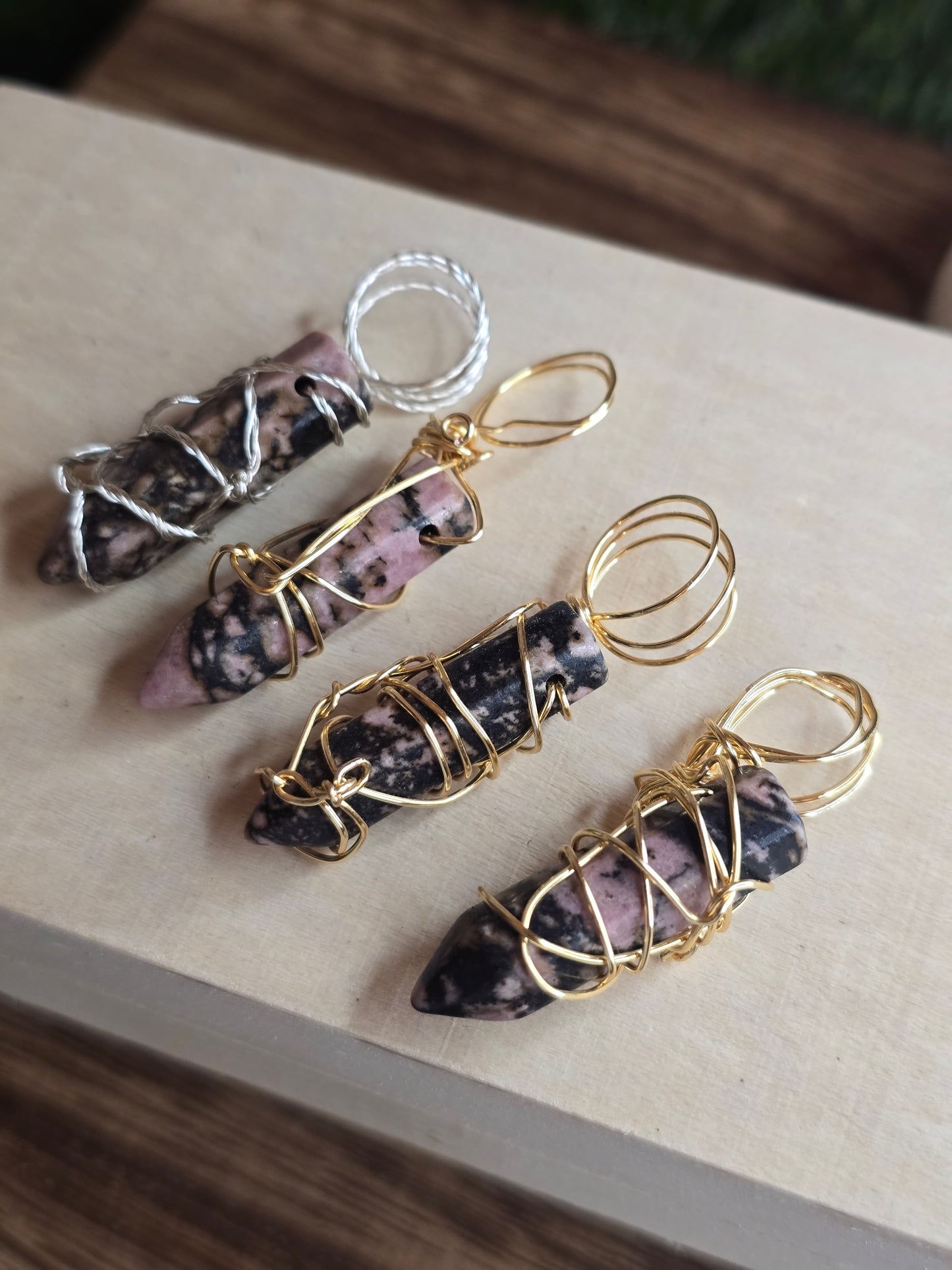 Rhondonite Handwired Pendants