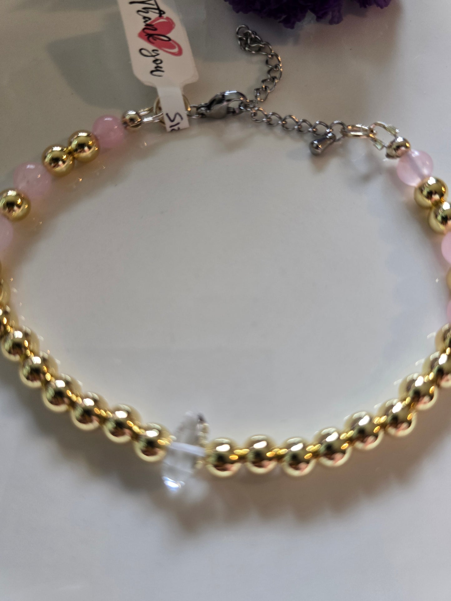 Rose quartz & Herkimer bracelet