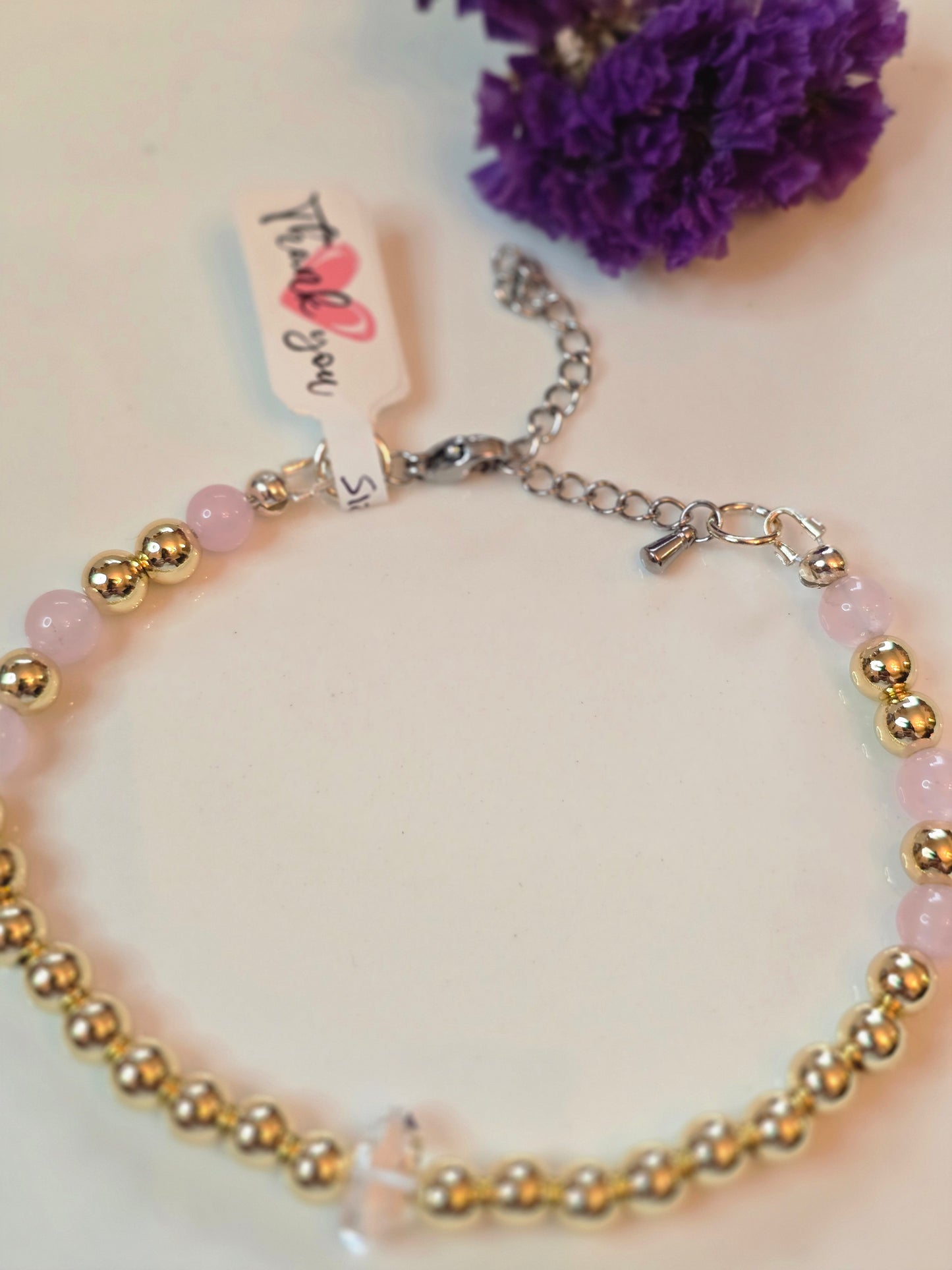 Rose quartz & Herkimer bracelet