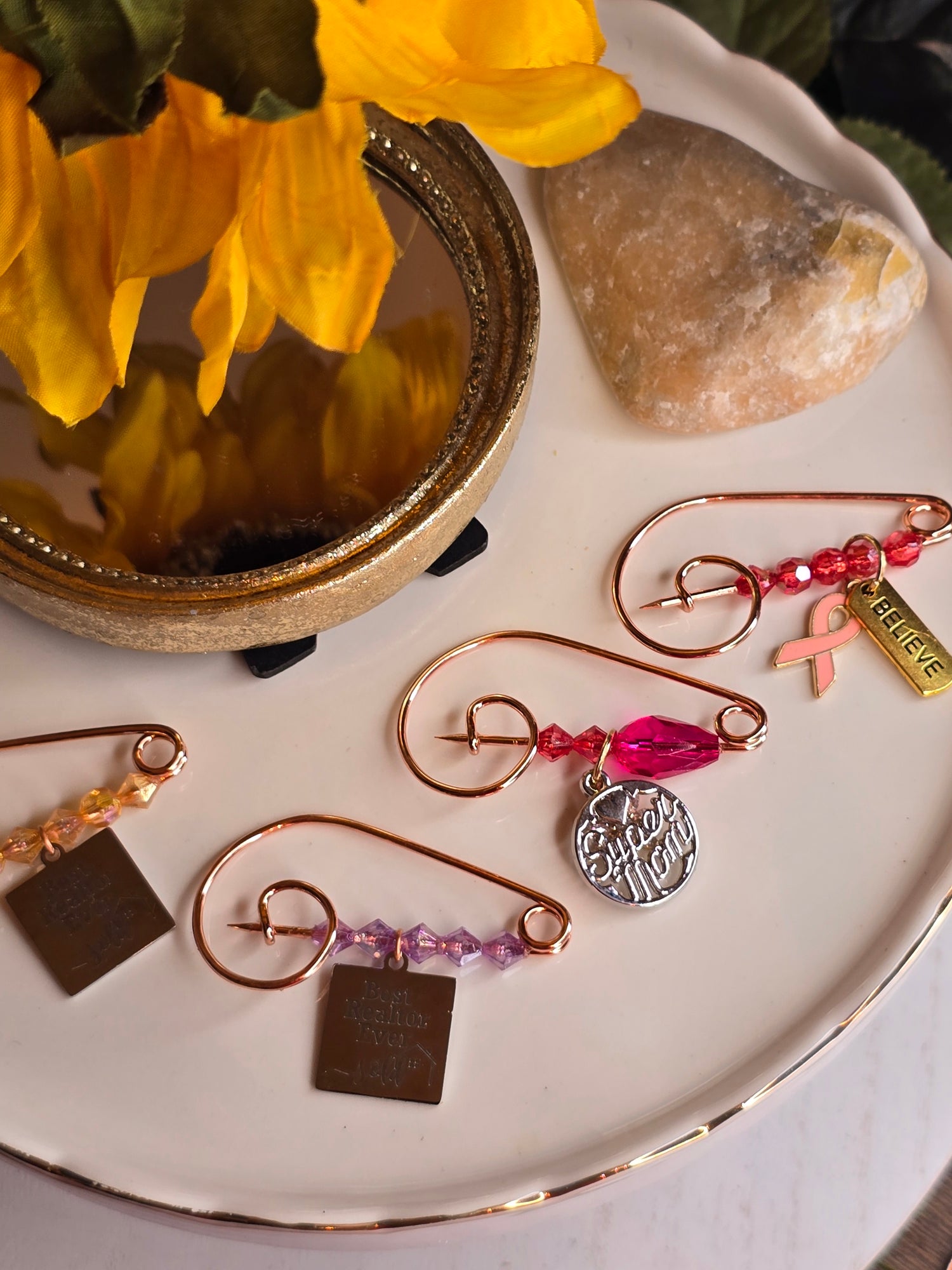 Brooch charm pins