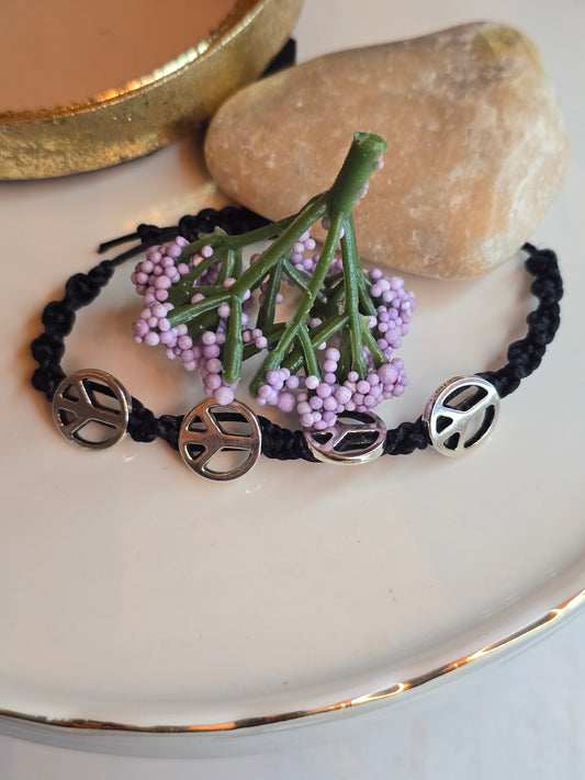 Black Macrame Peace Bracelet
