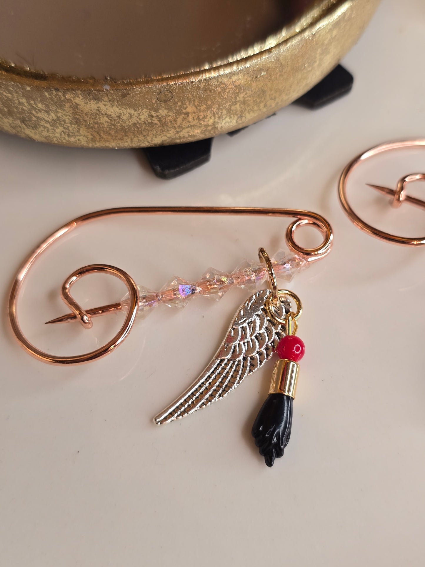 Azabache brooch charm pins