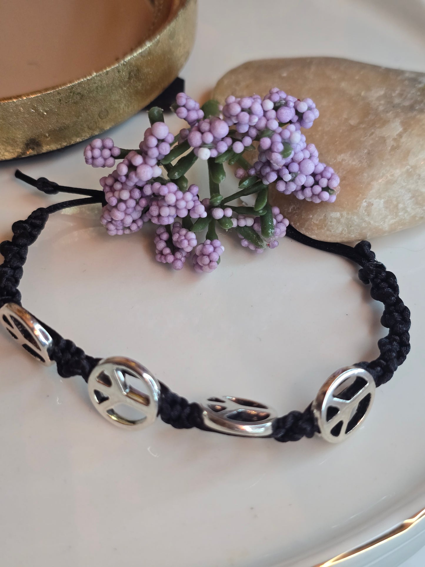 Black Macrame Peace Bracelet