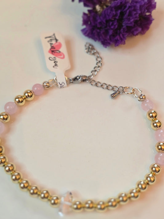 Rose quartz & Herkimer bracelet