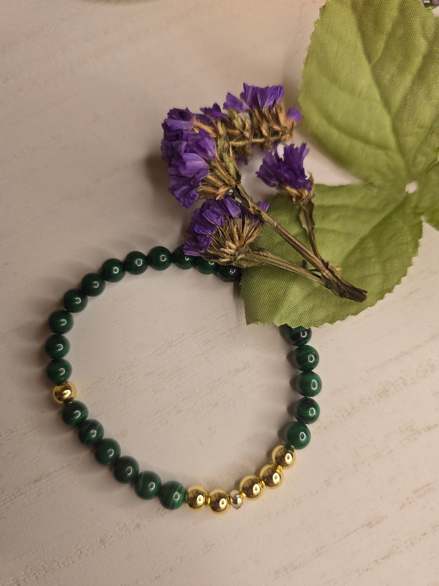 Malachite Gold Spacers