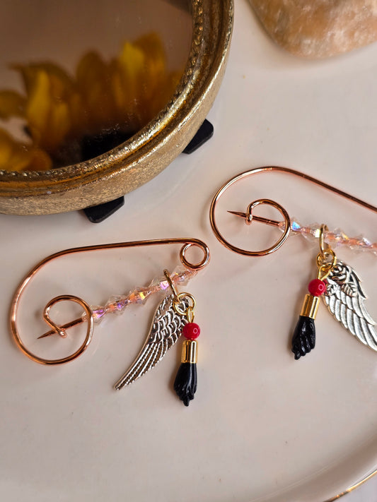 Azabache brooch charm pins